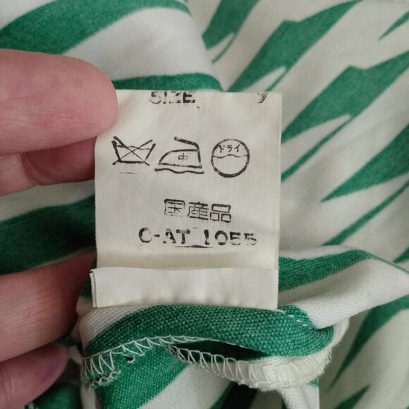 Vintage Dress Green White Vertical Geometric Stripes 32"B 27"W Retro 60s 70s - Picture 13 of 13